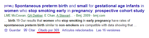 Embarazo y tabaquismo: mitos e incertidumbres 2 cantidad citas del articulo